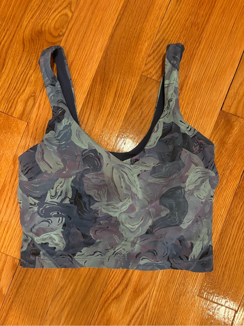 lululemon athletica Marble Print Scoop Crop Top - Blue Green